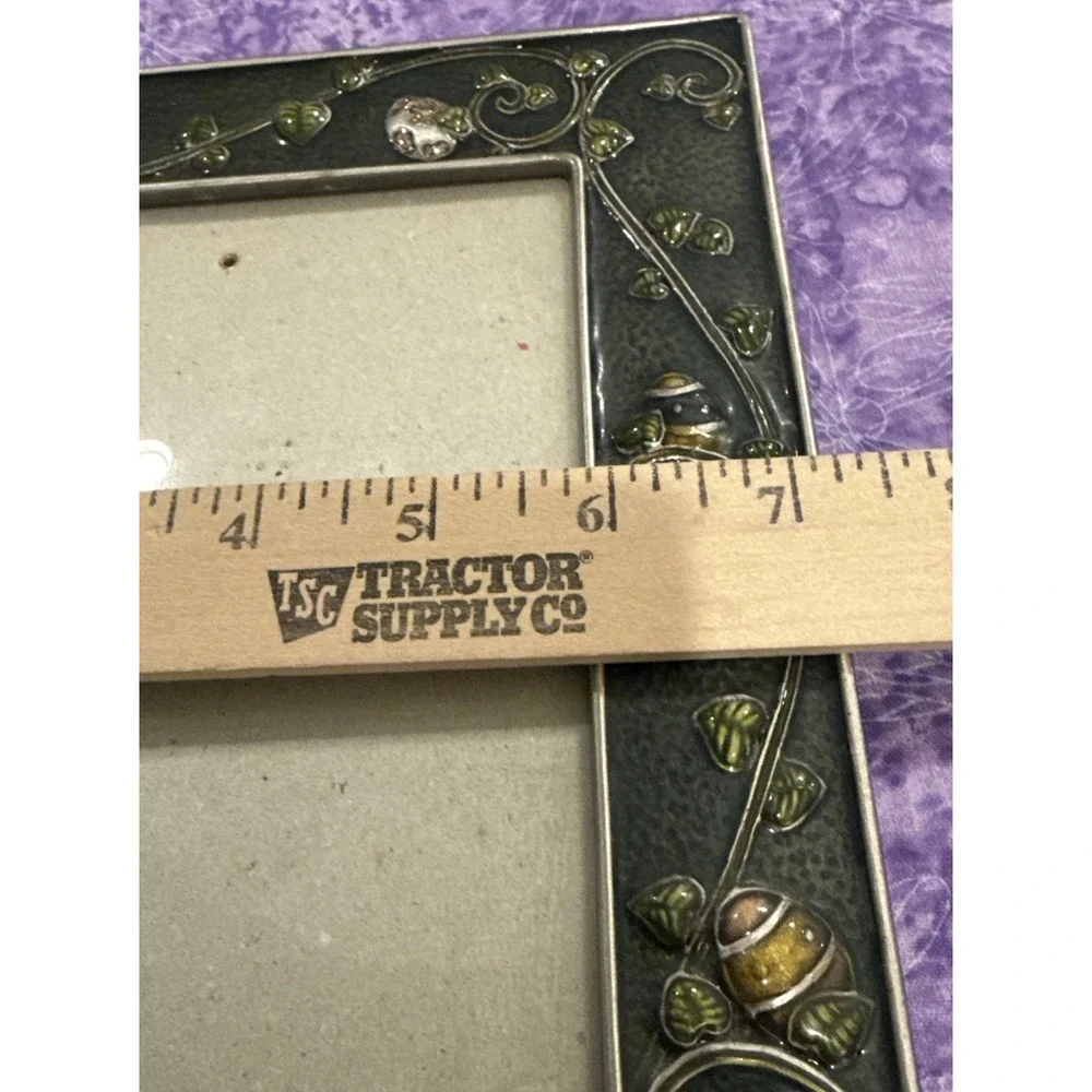Metalware Metal‎ Enamel Picture Frame Rabbit Bunny Eggs Basket Easter
